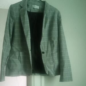 Calvin Klein Classic Gray Checkered Blazer